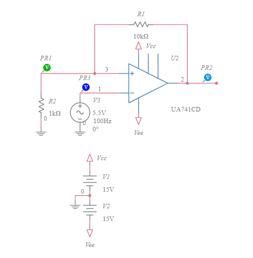 Copy of inverting op amp circuit - uA741 (1) - Multisim Live