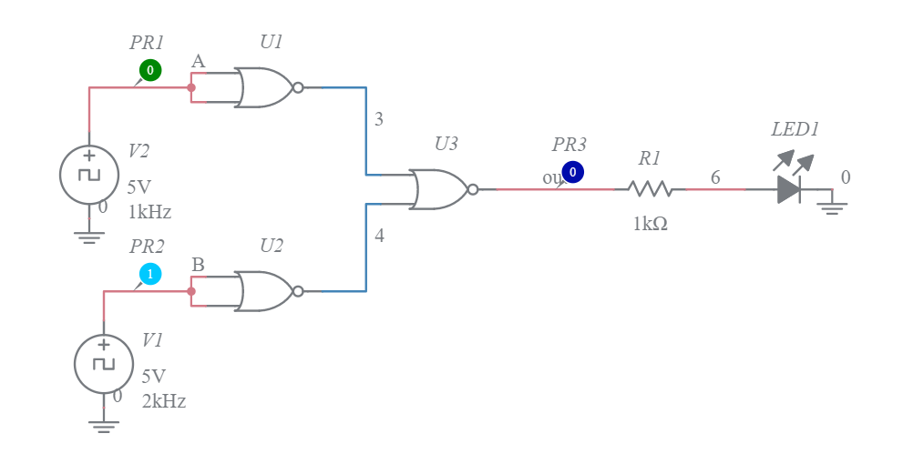 AND gate using NOR gate - Multisim Live