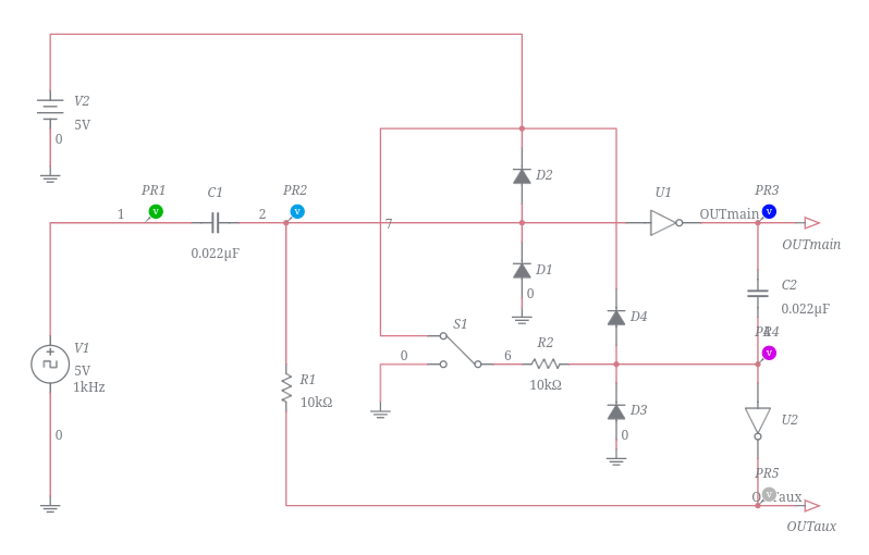 2-Inverter Monostable Multivibrator - Multisim Live