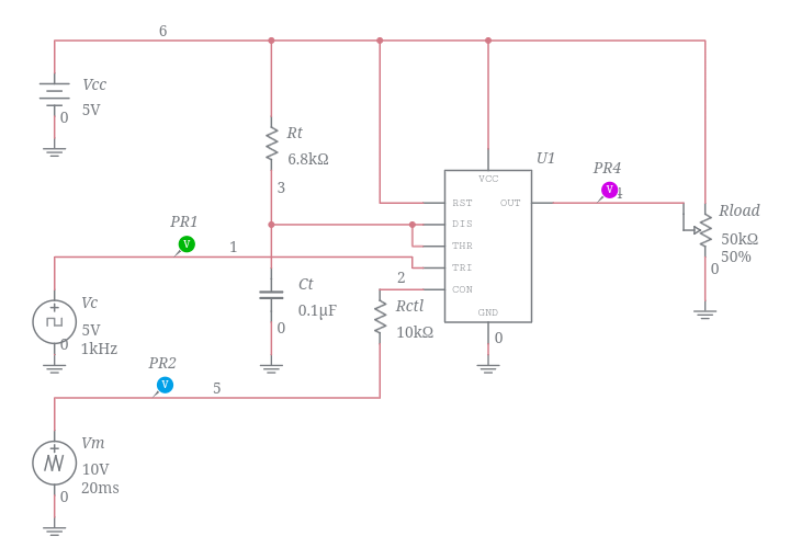 555 Pulse Width Modulator (Voltage Controlled Duty Cycle) - Multisim Live