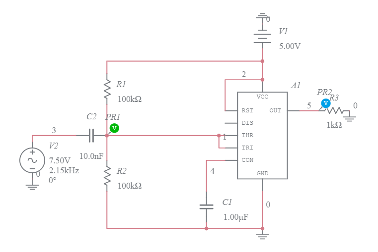 Schmitt trigger using 555 IC - Multisim Live