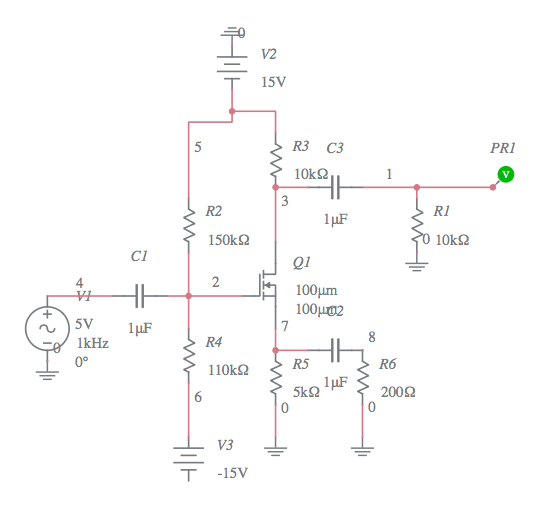 Coursera Mosfet CS Amp Test - Multisim Live