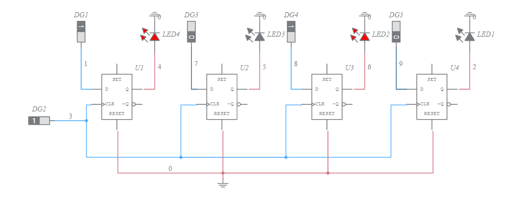 Shift Register - PIPO, PISO - Multisim Live