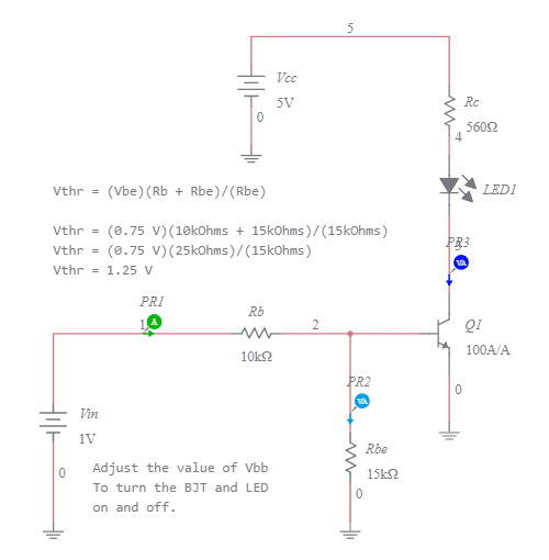 BJT Voltage Monitor (Vbe, Shunt and Series Resistance) Multisim Live