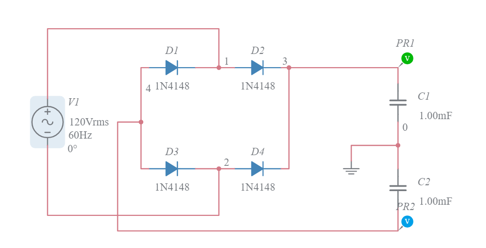 Bridge rectifier shop in multisim