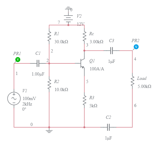 Common Emitter Amplifier - Multisim Live