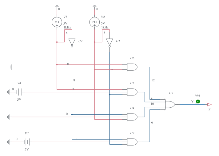 4:1 Multiplexer - Multisim Live