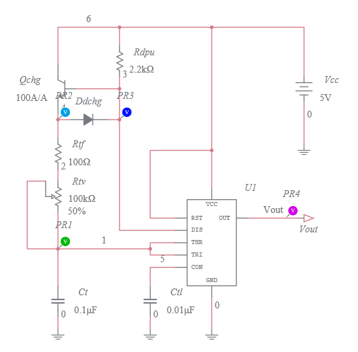 555 Timer Adjustable Frequency, 50% Duty Cycle Astable Multivibrator ...