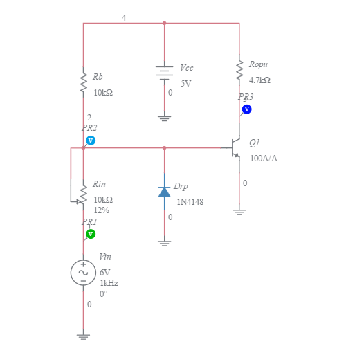 Resistor-Diode(Clamp)-BJT Inverting Zero Crossing Detector - Multisim Live