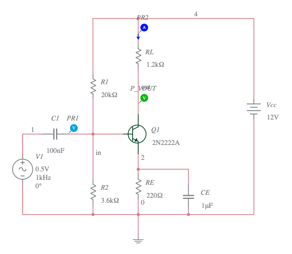 Common Emitter BJT Amplifier (1) - Multisim Live