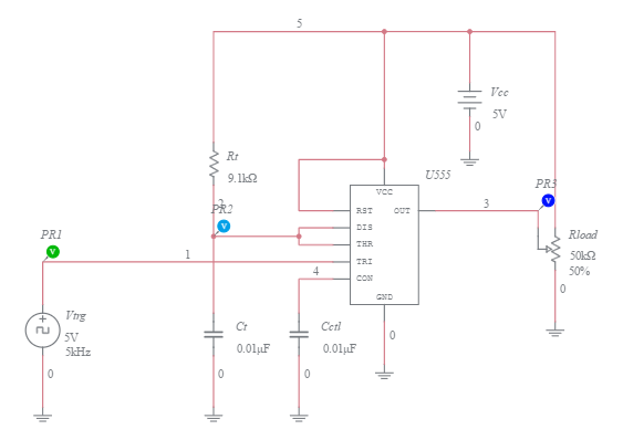 Op Amp Monostable Multivibrator - Multisim Live