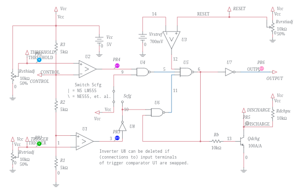 Logic Circuit Equivalent Of 555 Timer Set-Reset Latch (NS LM555 ...