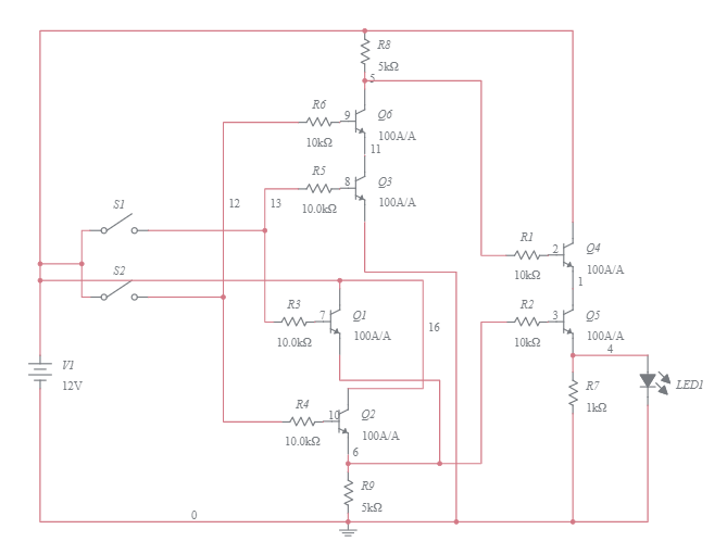 XOR two way switch - Multisim Live