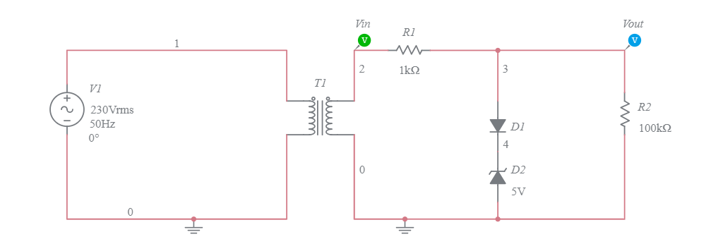 Biased Positive Clipper Circuit - Multisim Live