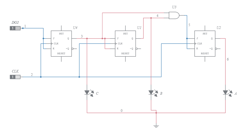 3 BIT Synchronous up counter - Multisim Live