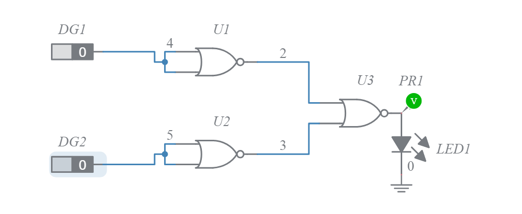 AND Gate Using NOR Gate - Multisim Live