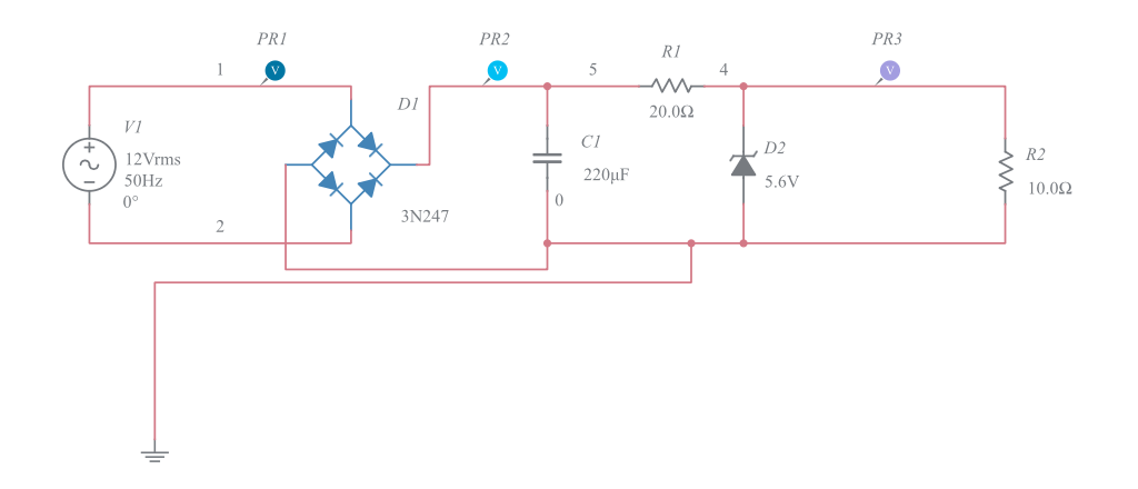 Power supply with Zener diode - Multisim Live