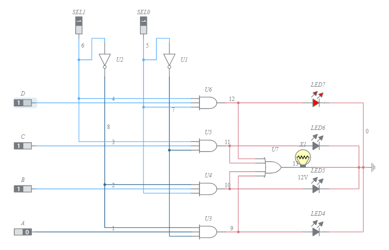 4-Input 1-Bit Multiplexer (1) - Multisim Live