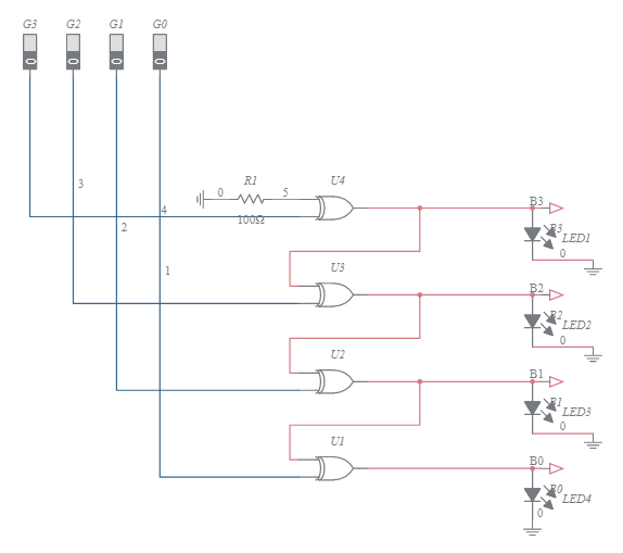 Gray Code To Binary Converter - Multisim Live