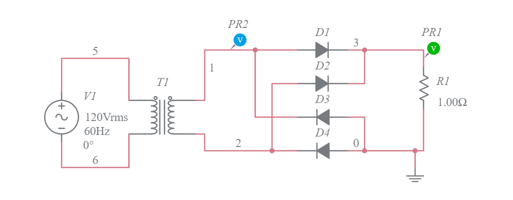 Graetz Bridge (Full-Wave) Rectifier - Multisim Live