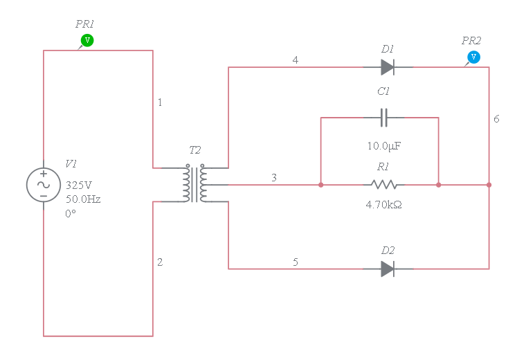 full wave rectifier with filter - Multisim Live