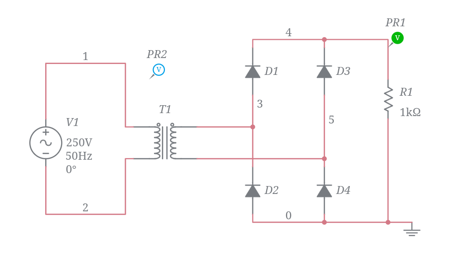 Bridge rectifier - Multisim Live