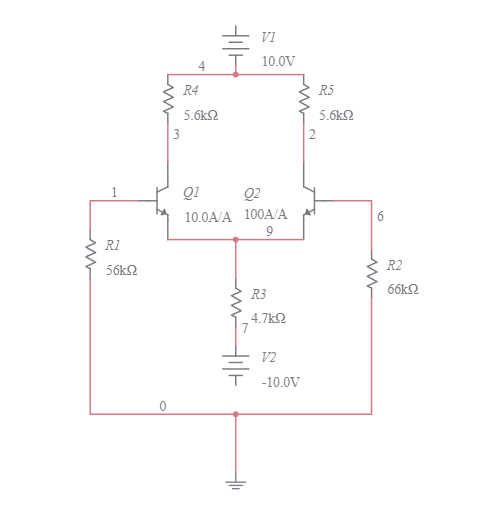 Differential Amplifier with BJT Multisim Live