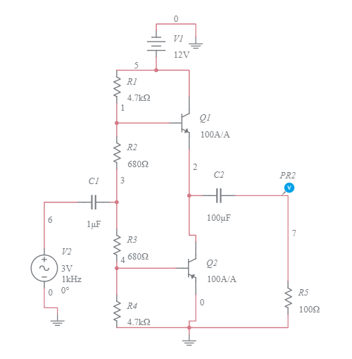 Class B Push Pull Amplifier - Multisim Live