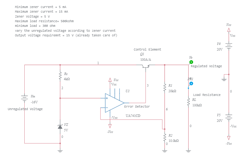 Series Voltage Regulator Using Op Amp - Multisim Live