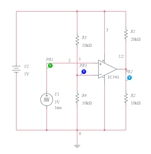 Comparator Using 741 Multisim Live