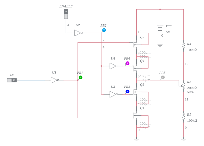 CMOS (Noninverting) Three-State Gate (Series Output Driver) - Multisim Live