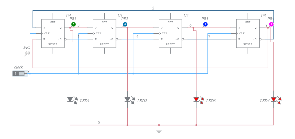 4 bit johnson counter - Multisim Live