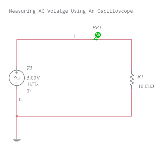 Measuring AC Voltage using an Oscilloscope v1 - Multisim Live