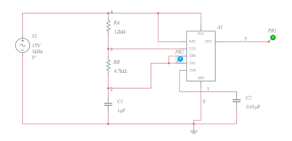 555 timer circuit - Multisim Live