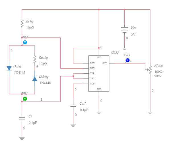 555 Timer Modified Duty Cycle Astable Multivibrator - Multisim Live