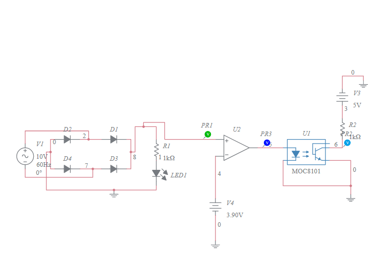 Etapa 2 - Circuito con optoacoplador - Multisim Live