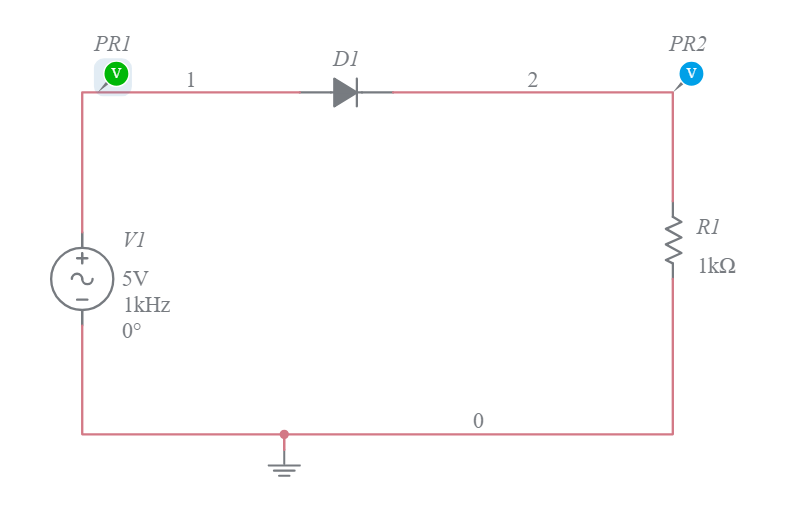 AC diode and resistor circuit - Multisim Live