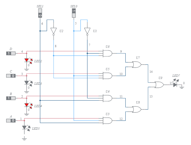 4-Input 1-Bit Multiplexer - Multisim Live