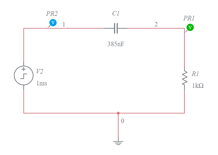 Step Response - High Pass Filter - Multisim Live