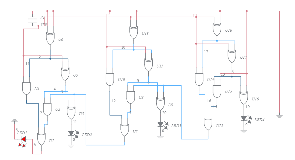 Copy of 4 Bit Binary Adder Subtractor - Multisim Live