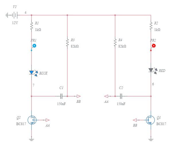 Astable Multivibrator Circuit Multisim Live