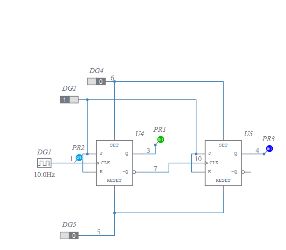 2 bit count up ripple counter - Multisim Live