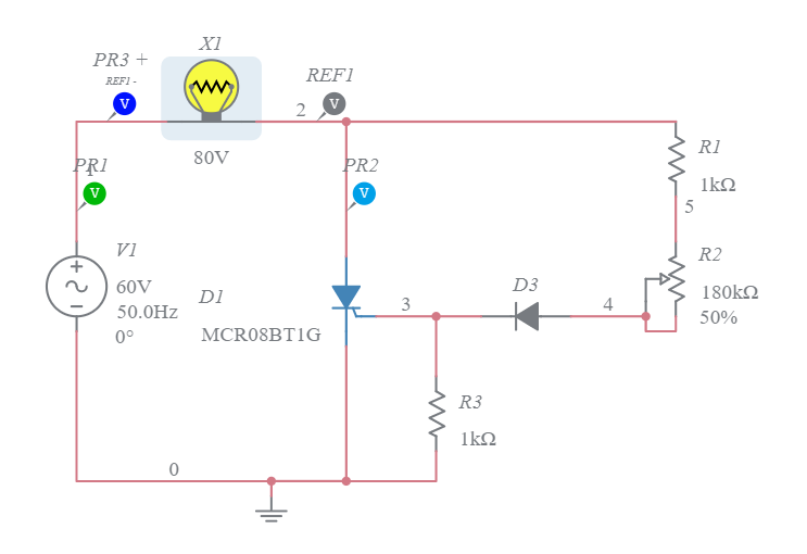 R Triggering Circuit of SCR - Multisim Live