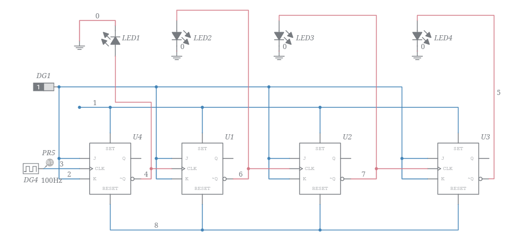 4 BIT asynchronous down counter - Multisim Live