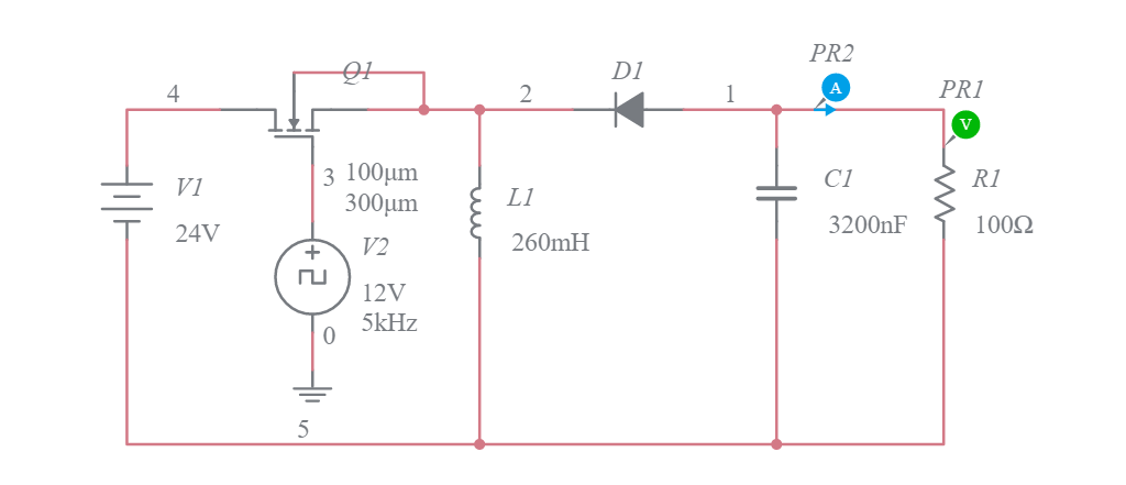 Buck-Boost com Mosfet - Multisim Live