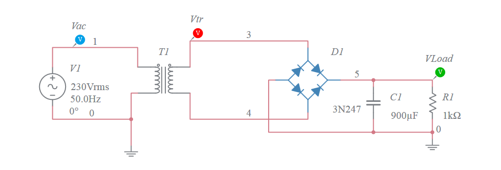 Copy of Bridge Rectifier Multisim Live