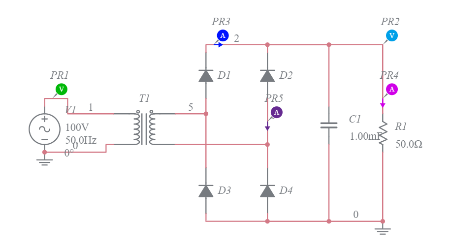 Full-Wave Rectifier Capacitor (2) (1) - Multisim Live