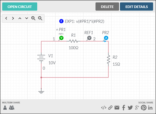 multisim circuit details